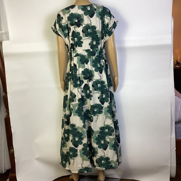 Abercrombie & Fitch Women's Green Twist front V -Neck Floral Midi Dress M - Picture 7 of 7